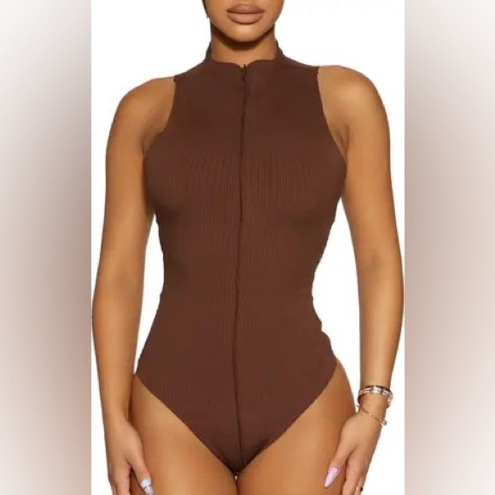 Naked wardrobe brown get snatched bodysuit nwot